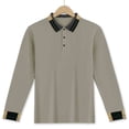 thumbnail image 1 of Eltusu Men's Polo Shirts, Button Pullover Solid Color Turn Down Collar Long Sleeve Shirts Army Green Size S, 1 of 7