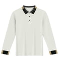 thumbnail image 1 of Eltusu Men's Polo Shirts, Button Pullover Solid Color Turn Down Collar Long Sleeve Shirts White Size 2XL, 1 of 2