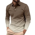 thumbnail image 1 of Eltusu Men's Polo Shirts, Comfy Button Lapel Collar Pullover Long Sleeve Shirts Coffee Size S, 1 of 6