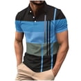 thumbnail image 1 of Eltusu Men's Polo Shirts, Lapel Collar Pullover Button Summer Short Sleeve Shirts Blue Size XL, 1 of 5