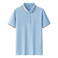 thumbnail image 1 of Eltusu Men's Polo Shirts, Short Sleeve Pullover Lapel Collar Breathable Summer Shirts Light Blue Size 4XL, 1 of 3