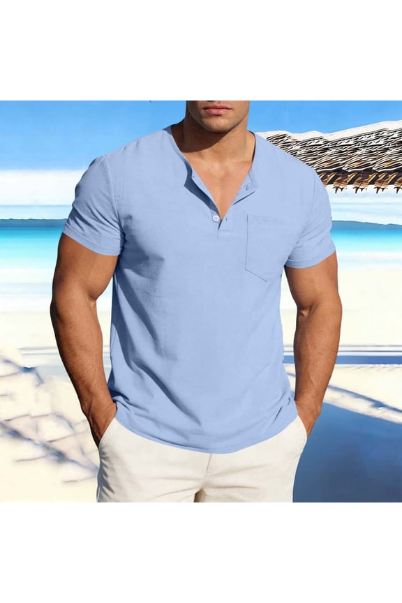 Men's Polo Shirts, Summer Short Sleeve Basic Pullover Shirts with Collar Sky Blue Size 3XL