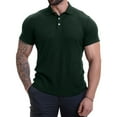 thumbnail image 1 of Eltusu Men's Polo Shirts, Turn Down Collar Short Sleeve Pullover Casual Summer Shirts Army Green Size M, 1 of 7