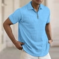 thumbnail image 1 of Eltusu Men's Polo Shirts with Collar, Pullover Short Sleeve Breathable Zip Up Summer Shirts Sky Blue Size S, 1 of 5