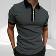 thumbnail image 1 of Eltusu Men's Polo Shirts with Collar, Pullover Short Sleeve Zipper Breathable Summer Shirts Dark Gray Size 2XL, 1 of 5