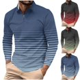 thumbnail image 1 of Eltusu Men's Polo Shirts with Collar, Striped Loose Fit Pullover Zipper Long Sleeve Shirts Blue Size S-5XL, 1 of 5
