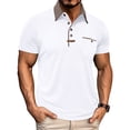 thumbnail image 1 of Eltusu Men's Polo Shirts with Collar, Summer Casual Pullover Breathable Short Sleeve Shirts White Size 2XL, 1 of 6
