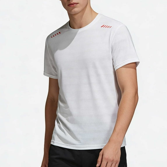 Eltusu Men's Short Sleeve T-Shirts, Athletic Breathable Pullover Crew Neck Summer Tops White Size 5XL