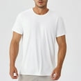 thumbnail image 1 of Eltusu Men's Short Sleeve T-Shirts, Stretch Athletic Crewneck Pullover Summer Tops White Size L, 1 of 6