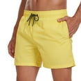 thumbnail image 1 of Eltusu Men's Shorts with Pockets, Relaxed Fit Drawstring Knee Length Basic Athletic Shorts Yellow Size XL, 1 of 7