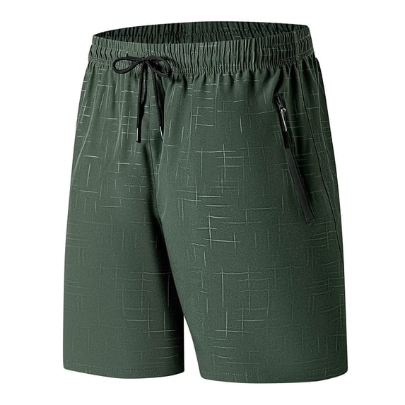 Eltusu Men's Sports Shorts, Knee Length Drawstring Running Relaxed Fit Summer Shorts with Pockets Army Green Size XL