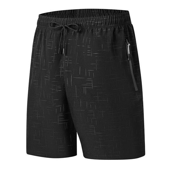 Eltusu Men's Sports Shorts, Running Drawstring Knee Length Relaxed Fit Summer Shorts with Pockets Black Size S