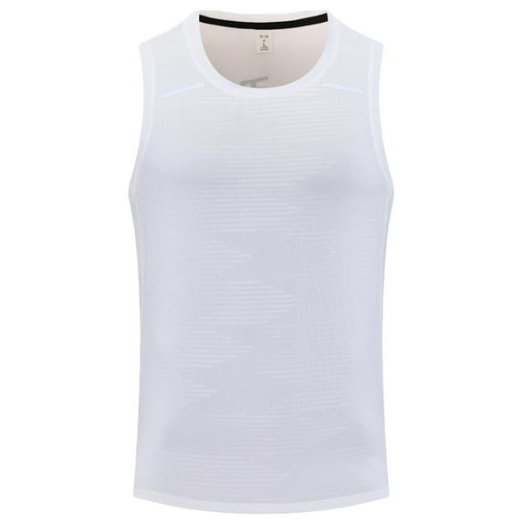 Eltusu Men's Sports Tank Tops, Loose Fit Summer Crew Neck Training Sleeveless Shirts White Size L