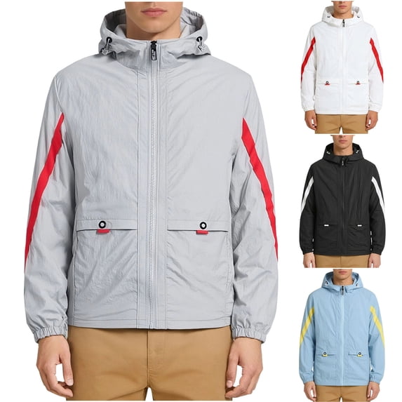 Eltusu Men's Sun Protection Jackets, UPF 50+ Hooded Outdoor Long Sleeve Summer Outerwear Gray Size 2XL