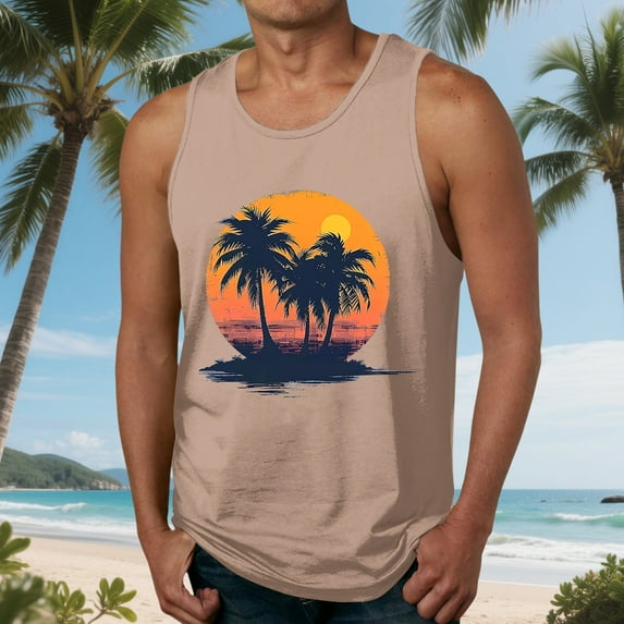 Eltusu Men's Tank Tops, Crewneck Sleeveless Breathable Holiday Graphic ...