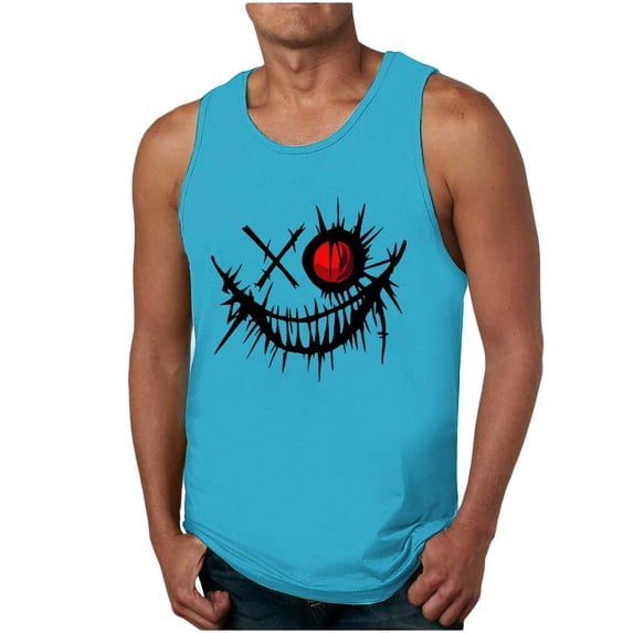 Eltusu Men's Tank Tops, Pullover Funny Sleeveless Crewneck Athletic Tee Shirts Sky Blue Size XL