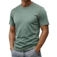 thumbnail image 1 of Eltusu Short Sleeve T-Shirts for Men, Casual Pullover Solid Color Crewneck Summer Tee Green Size S, 1 of 8