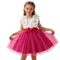 thumbnail image 1 of Eltusu Summer Casual Dresses for Girls, Mesh Ruffle Sleeve Short Sleeve Crewneck Kids Dresses Hot Pink Size 4-5 T, 1 of 8
