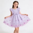 thumbnail image 1 of Eltusu Summer Dresses for Girls, Crew Neck Ruffle Sleeve Princess Short Sleeve Kids Clothes Purple Size 7-8 T, 1 of 5