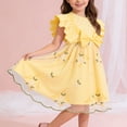 thumbnail image 1 of Eltusu Summer Dresses for Girls, Fashion Crew Neck Short Sleeve Ruffle Sleeve Kids Clothes Yellow Size 2-3T, 1 of 8