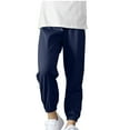thumbnail image 1 of Eltusu Sweatpants for Boys, Elastic Bottom Cotton Solid Color Relaxed Fit Pants with Pockets Navy Size 10-11T, 1 of 4