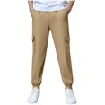 thumbnail image 1 of Eltusu Sweatpants for Boys, Elastic Bottom Solid Color Relaxed Fit Casual Pants with Pockets Khaki Size 8-10T, 1 of 6