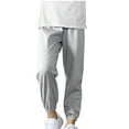 thumbnail image 1 of Eltusu Sweatpants for Boys, Solid Color Elastic Bottom Cotton Relaxed Fit Pants with Pockets Gray Size 10-11T, 1 of 4