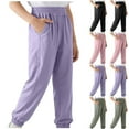 thumbnail image 1 of Eltusu Sweatpants for Girls, Casual Elastic Bottom Loose Fit Comfort Pants with Pockets Purple Size 5-16 T, 1 of 6