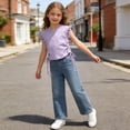thumbnail image 1 of Eltusu T-Shirts for Girls, Crewneck Short Sleeve Flutter Fashion Summer Kids Tee Purple Size 3-4 T, 1 of 7