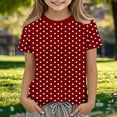 thumbnail image 1 of Eltusu T-Shirts for Girls, Printed Crew Neck Pullover Summer Short Sleeve Tops Red Size 5-6 T, 1 of 4