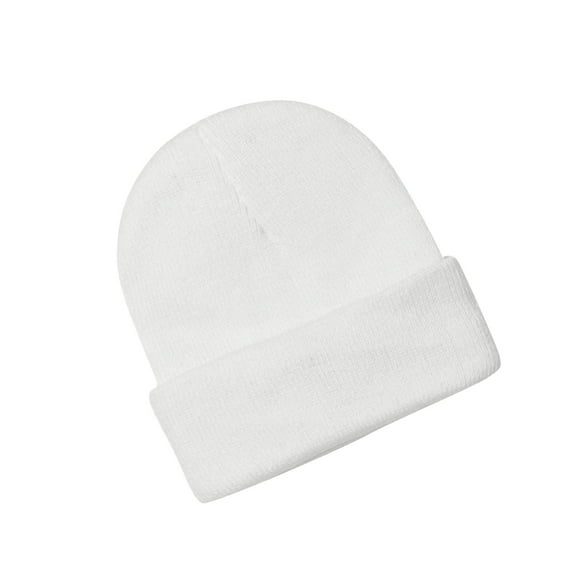 Eltusu Toddler Boys Beanies, Warm Soft Stretch Solid Color Winter Hats White Size 0-3 T