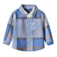 thumbnail image 1 of Eltusu Toddler Boys Button-Down Shirts, Plaid Cotton Lapel Collar Breathable Long Sleeve Shirts Blue Size 3-4 T, 1 of 6