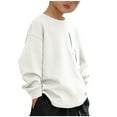 thumbnail image 1 of Eltusu Toddler Boys Casual Sweatshirts, Crewneck Long Sleeve Solid Color Pullover Spring Fall Tops White Size 2-3 T, 1 of 2