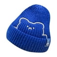 thumbnail image 1 of Eltusu Toddler Boys Cotton Beanies, Cute Stretch Soft Warm Winter Hats Blue Size 6-25 Months, 1 of 2
