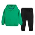 thumbnail image 1 of Eltusu Toddler Boys Cotton Outfit Sets, Elastic Waist Long Sleeve Two Pieces Hoodies and Sweatpants Set Green Size 2-3T, 1 of 4