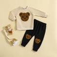 thumbnail image 1 of Eltusu Toddler Boys Cotton Outfit Sets, Two Pieces Graphic Long Sleeve Tops and Pants Set Khaki Size 4 T, 1 of 8