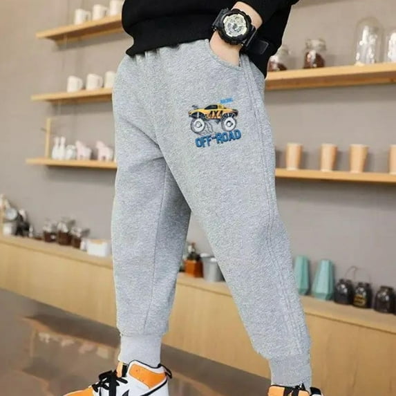 Eltusu Toddler Boys Cotton Sweatpants, Sports Casual Elastic Bottom Elastic Waist Jogger Pants Gray Size 5 T