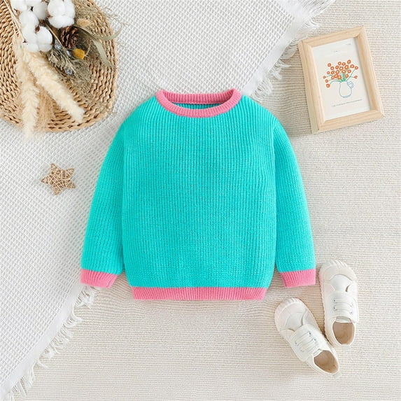 Eltusu Toddler Boys Crewneck Sweaters, Pullover Soft Thermal Knitting Cotton Winter Tops Green Size 4-5 T