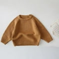thumbnail image 1 of Eltusu Toddler Boys Crewneck Sweaters, Pullover Solid Color Thermal Knitting Cotton Winter Tops Yellow Size 2-3 T, 1 of 3