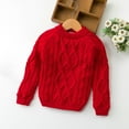 thumbnail image 1 of Eltusu Toddler Boys Crewneck Sweaters, Pullover Thermal Long Sleeve Knitting Cotton Winter Tops Red Size 2-3 T, 1 of 3