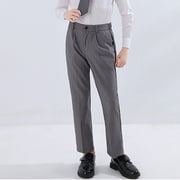 Eltusu Toddler Boys Dress Pants, Straight Leg Party Relaxed Fit Button School Uniform Pants Gray Size 2-3T