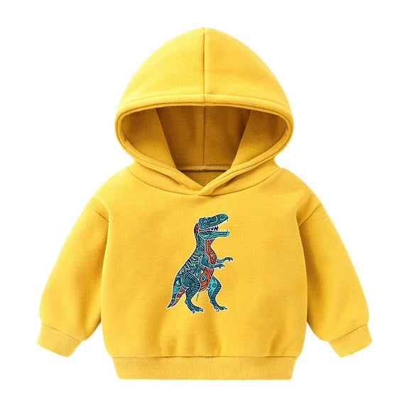 Eltusu Toddler Boys Fall Hoodies, Long Sleeve Cotton Pullover Printed Boys Sweatshirts Yellow Size 3-4 T