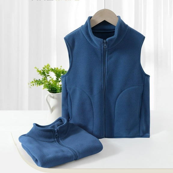 Eltusu Toddler Boys Fleece Vests, Soft Sleeveless Warm Windproof Winter Jackets Blue Size 3-4 T