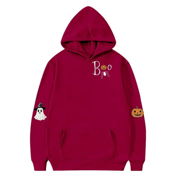 Eltusu Toddler Boys Halloween Hoodies, Long Sleeve Loose Fit Casual Pullover Kids Sweatshirts Wine Size 4-5 T