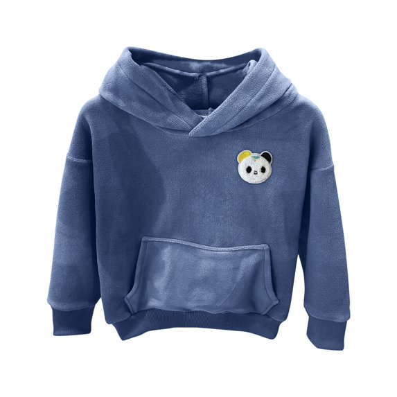 Eltusu Toddler Boys Hoodies, Loose Casual Long Sleeve Pullover Boys Sweatshirts Blue Size 2-3 T