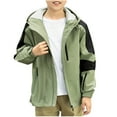 thumbnail image 1 of Eltusu Toddler Boys Jackets with Pockets, Hooded Waterproof Zip up Windproof Spring Fall Outerwear Army Green Size 4-5 T, 1 of 6