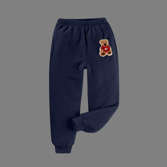 Eltusu Toddler Boys Winter Sweatpants , Sports Soft Elastic Bottom Casual Warm Joggers Dark Blue Size 3-4 T
