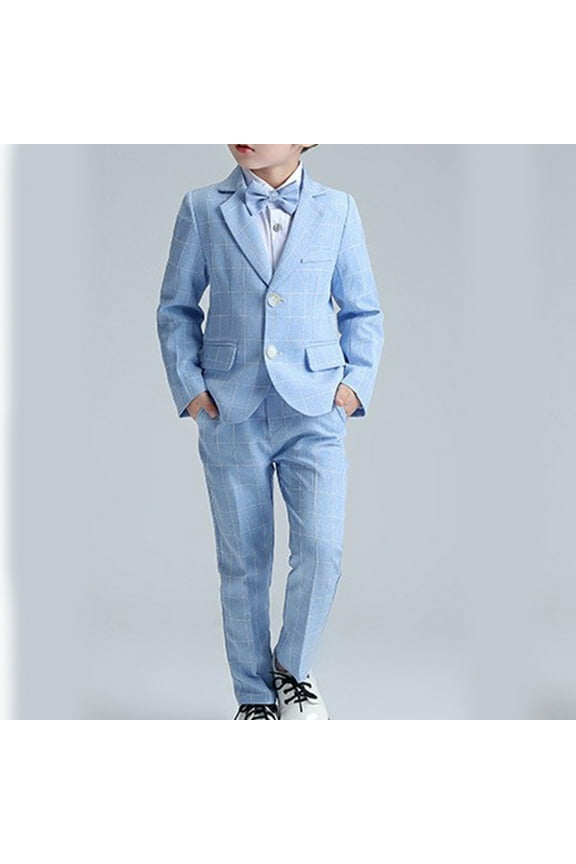 Toddler Boys Outfit Sets, 3 Pieces Formal Long Sleeve School Uniform Set Blue Size 3-4 T