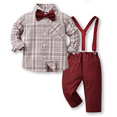 thumbnail image 1 of Eltusu Toddler Boys Outfit Sets, Long Sleeve Formal 5 Pieces School Uniform Set Red Size 4 T, 1 of 8