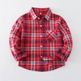 thumbnail image 1 of Eltusu Toddler Boys Plaid Shirts , Button-Up Lapel Collar Spring Fall Soft Long Sleeve Shirts Red Size 3-4T, 1 of 5